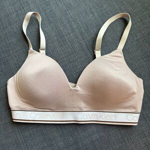 Calvin Klein logo wireless bra nude